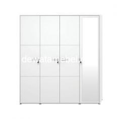 Wardrobe 4 Doors- ACTIV Madrid LP 401 / White Glossy - Grey Linen